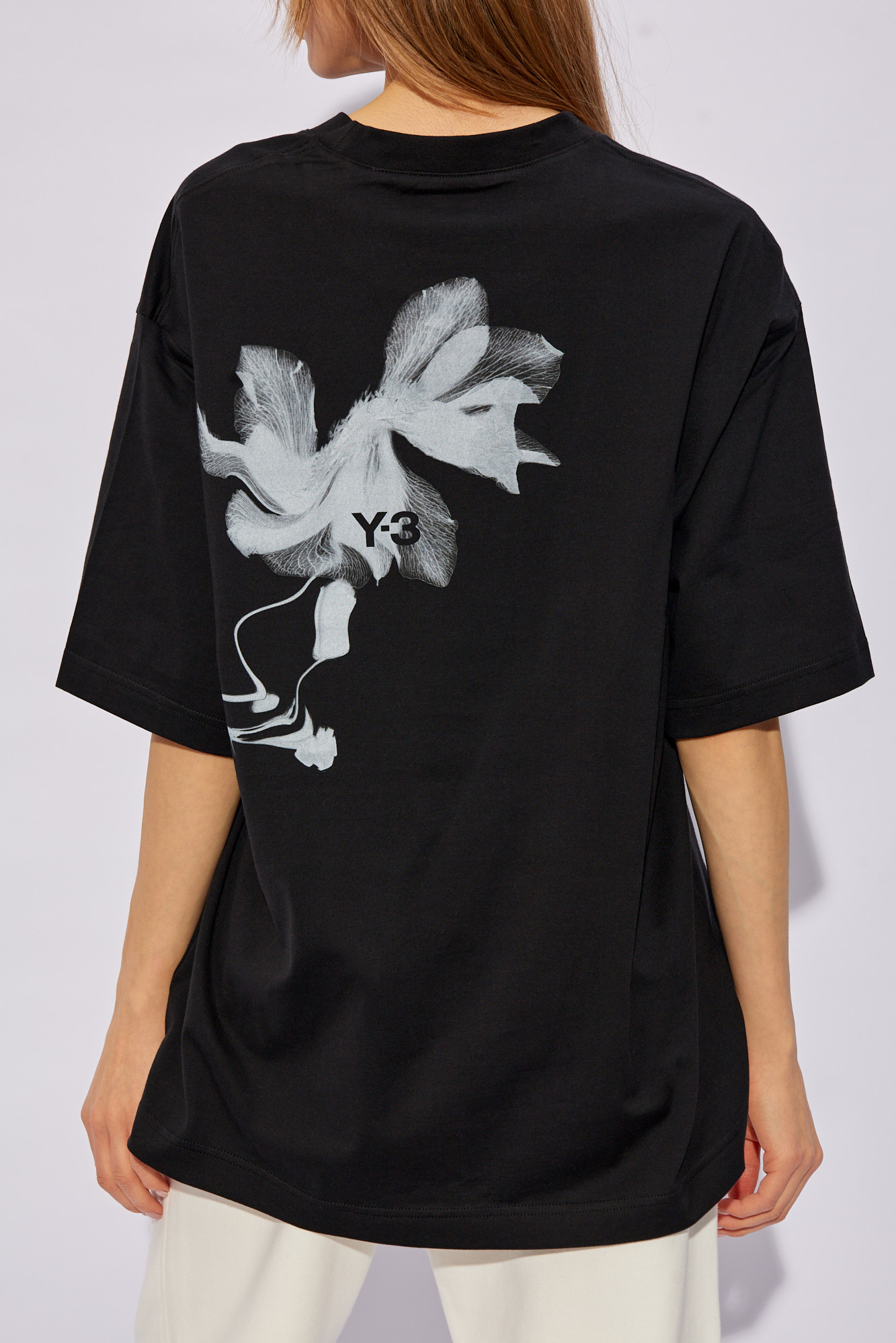 Black T-shirt with floral motif Y-3 Yohji Yamamoto - Vitkac